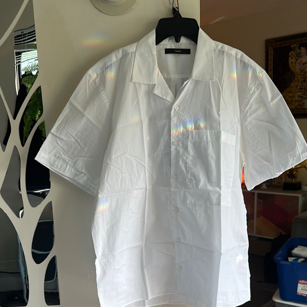 White Casual Button Down Shirt with Classic Collar